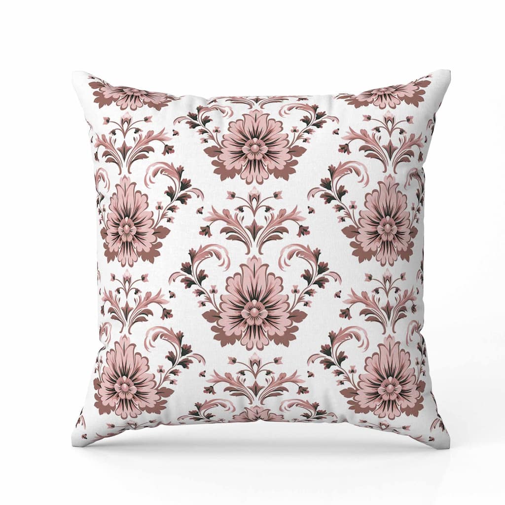 Ornate Opulence Faux Suede Reversible Throw Pillow Pink and Brown