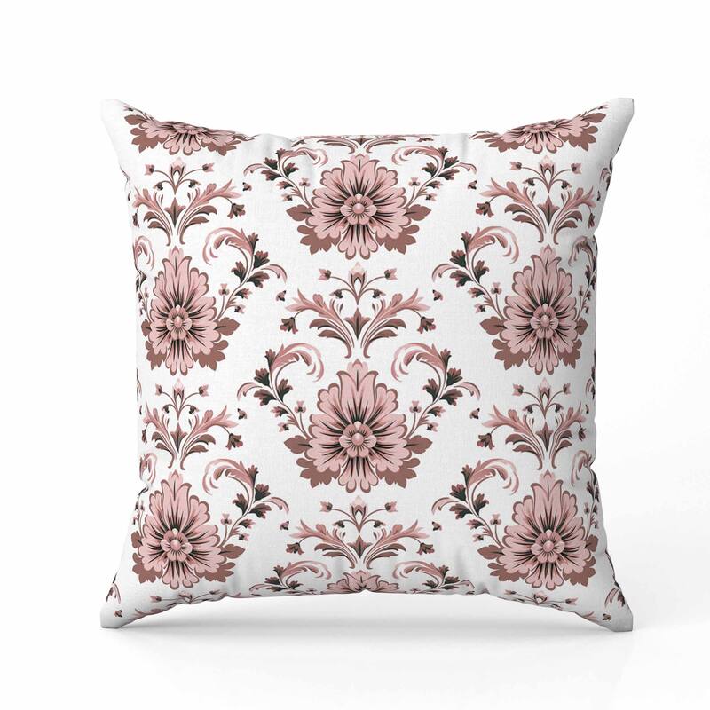 Ornate Opulence Indoor/Outdoor Reversible Throw Pillow Pink and Brown