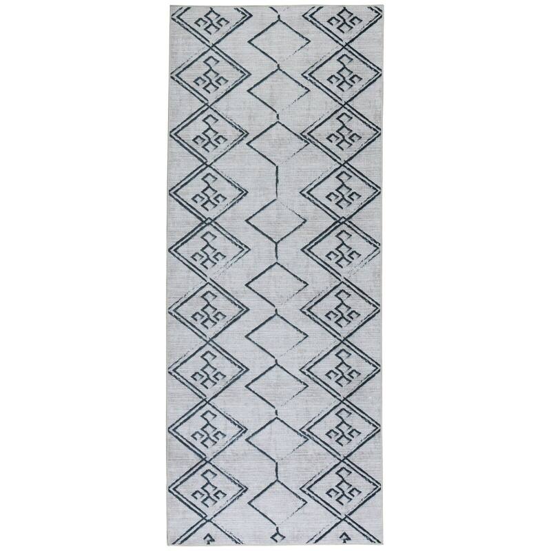 Machine Washable Area Rug With Non-Slip Backing - Stain Resistant - Eco-Friendly Aspen Tribal Moroccan Bohemian Design