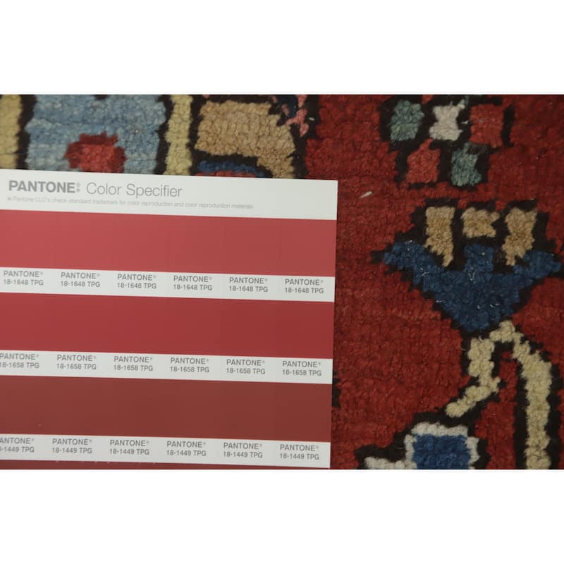 Hand Knotted Oriental 100% Wool Carpet Traditional Geometric Oranges & Rust Heriz (serapi) Area Rug - 10' 11'' X 8' 2''