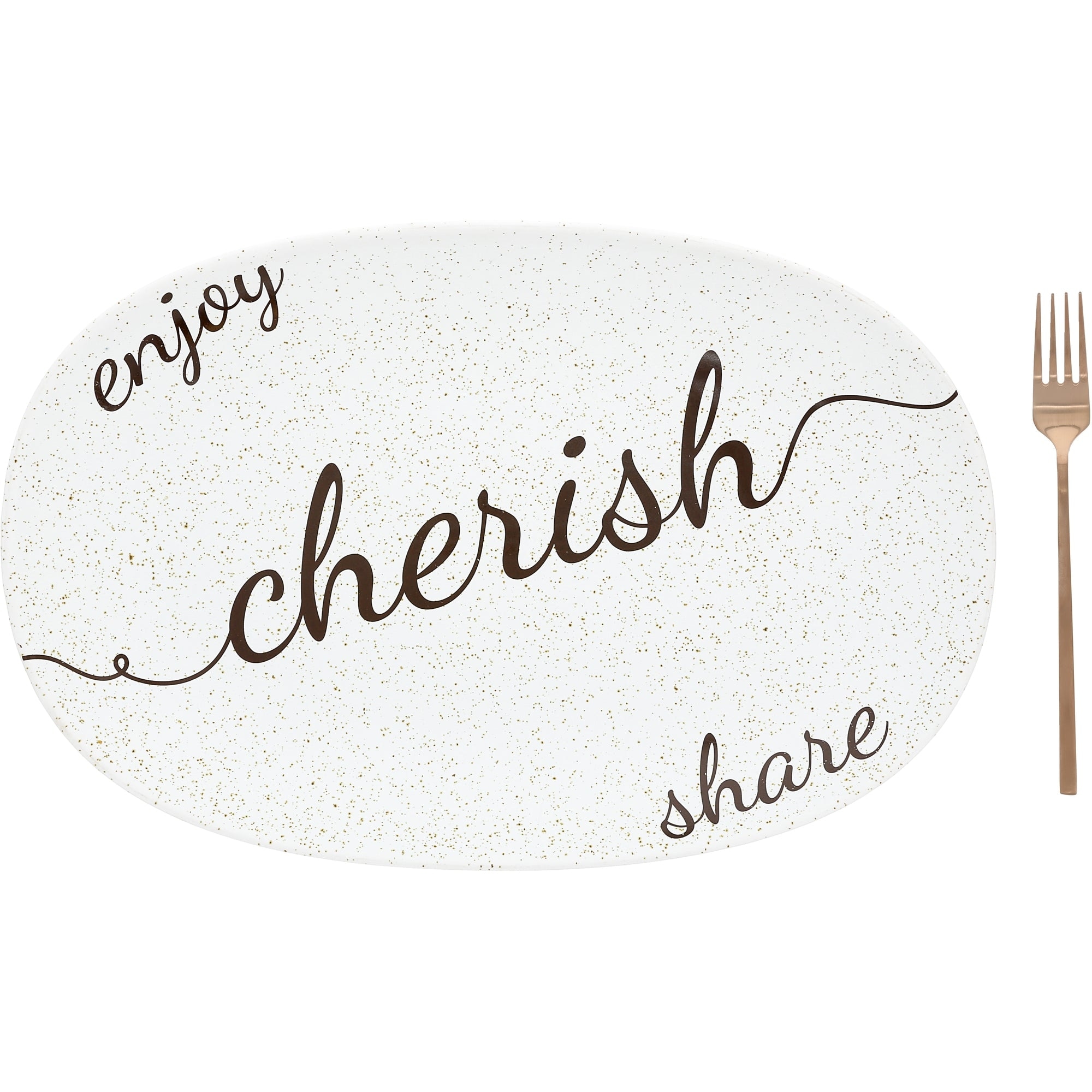 Pavilion Cherish Ceramic Platter with Serving Fork - 17"