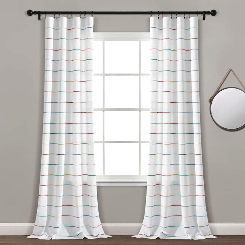 Carson Carrington Pajebo Ombre Stripe Cotton Curtain Panel Pair - 40"w x 95"l - Rainbow