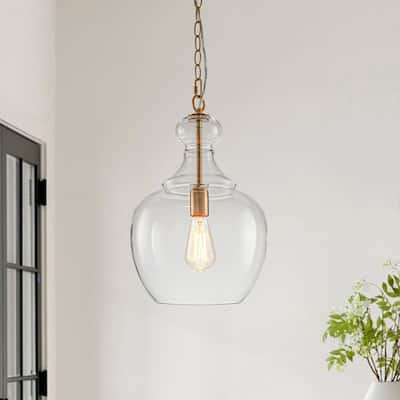 11.0''W 1-Light Mid-century Clear Glass Single Pendant
