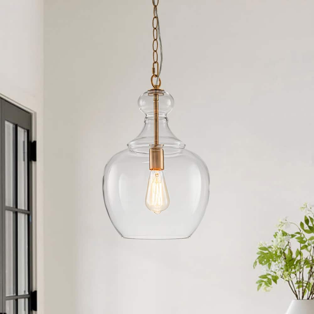 11.0''W 1-Light Mid-century Clear Glass Single Pendant