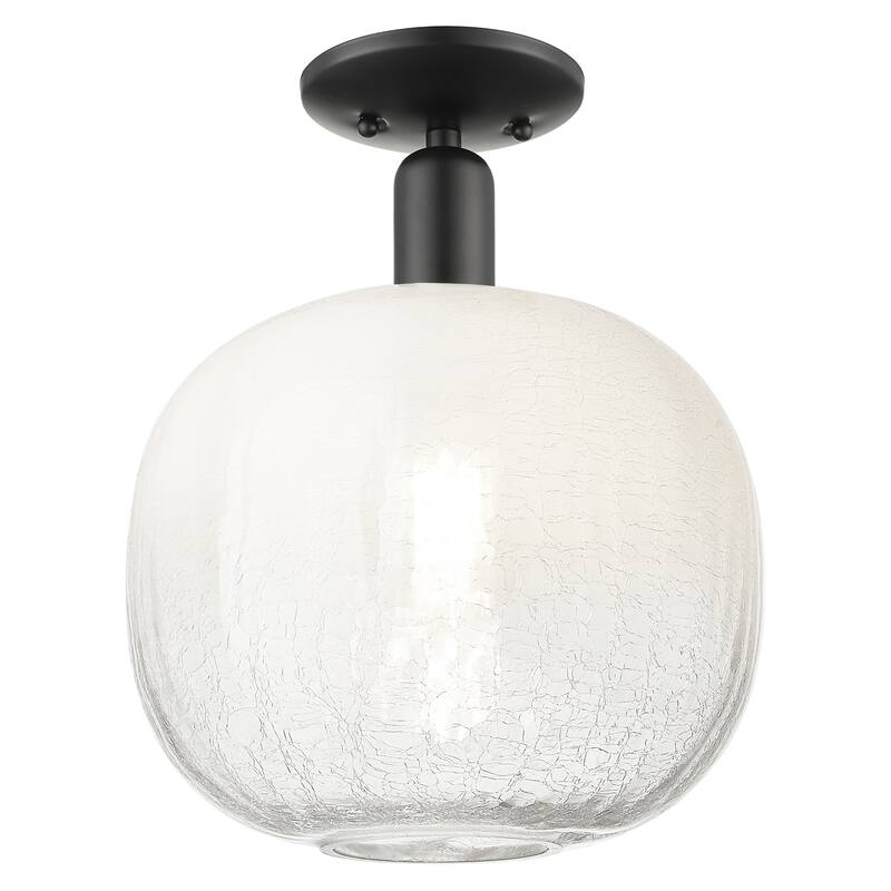 Innovations Lighting Downtown Urban - Brookhaven Sphere - 1 Light 10" Semi-Flush Mount Light - Opal Shade/Matte Black