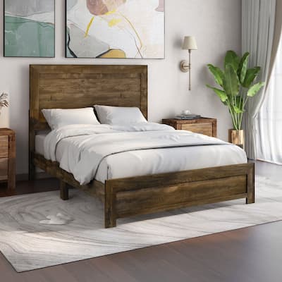 Furniture of America Greer Rustic Walnut Panel Wood Bed