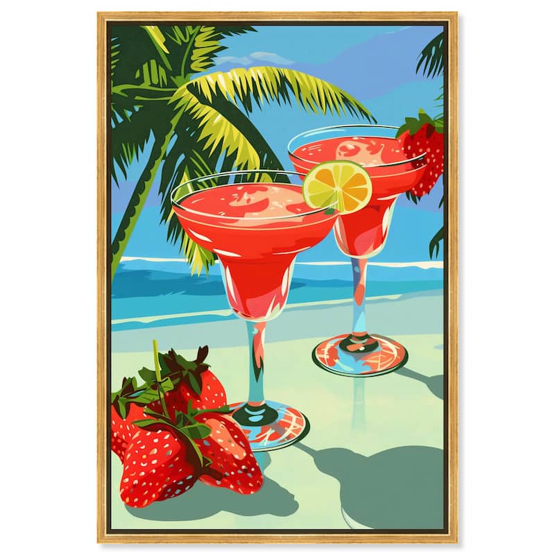 Strawberry Daiquri Breeze Canvas by Art Remedy - Gold - 10" x 15"