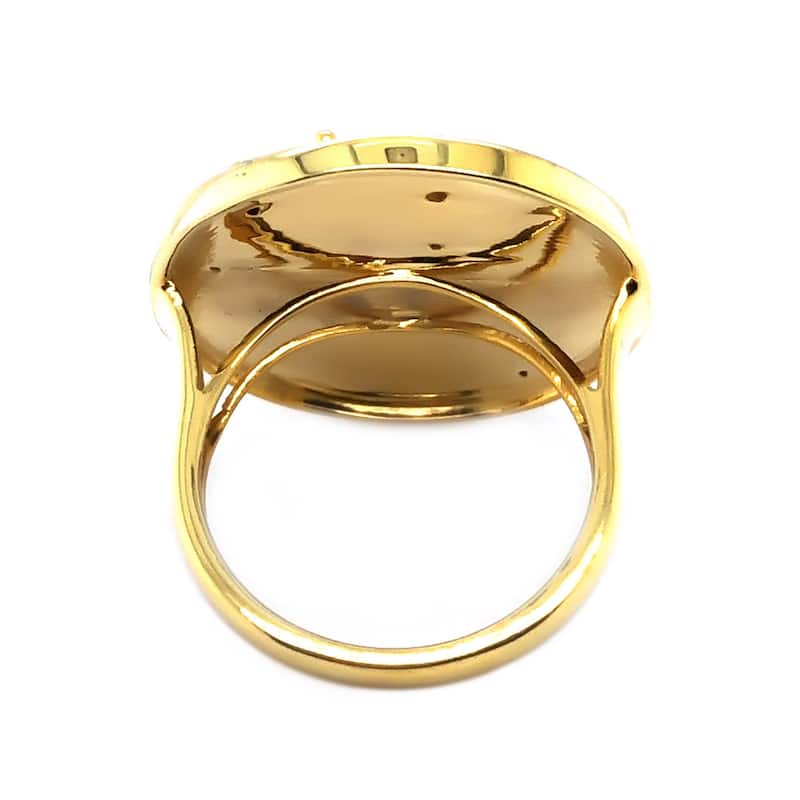 Sterling Silver Over Gold Plated White Zircon With Blue Enamel Scorpio Zodiac Signs Ring