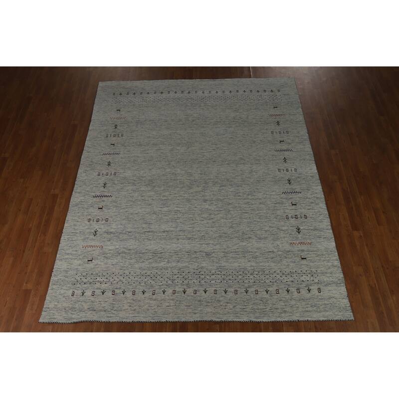 Hand Knotted Oriental 100% Wool Carpet Tribal Animal Pictorial Greys & Charcoal Gabbeh Area Rug - 10' 0'' X 8' 3''