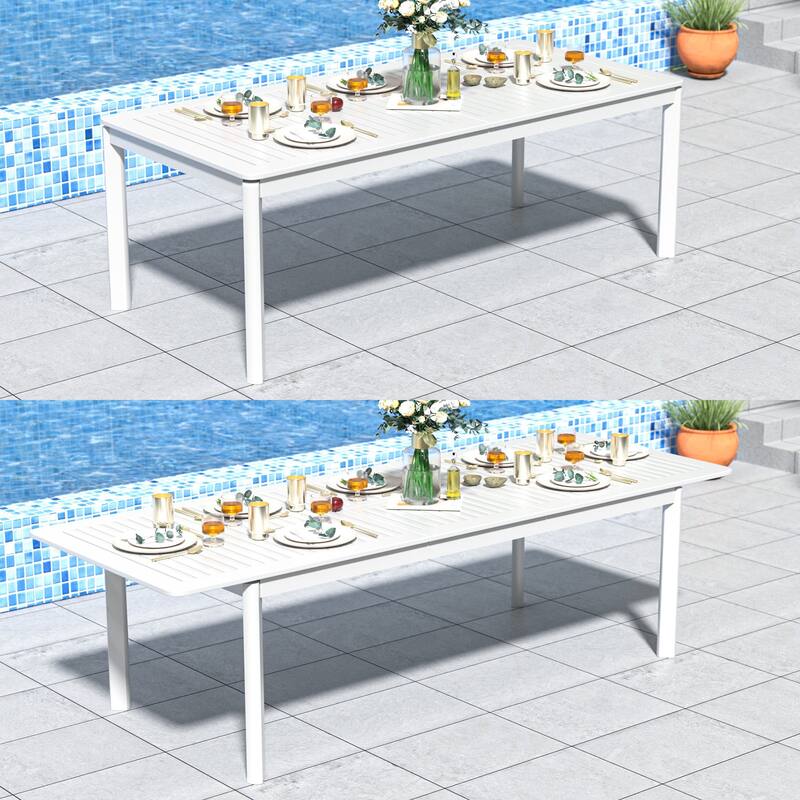 DESwan 108 in. x 39 in. Aluminum Extendable Rectangular Outdoor Dining Table