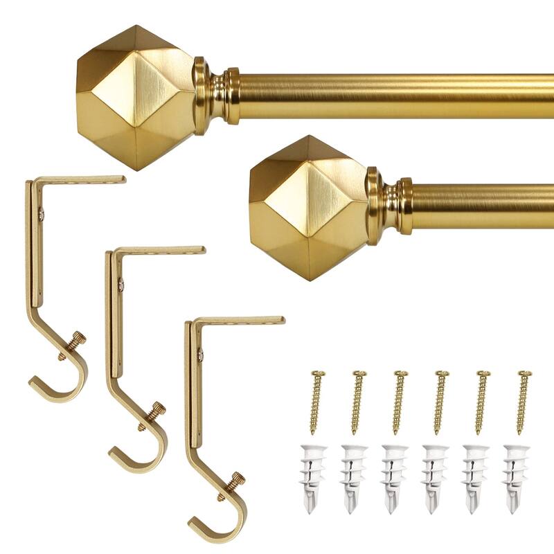 Lumi 3/4" Single Curtain Rod Set Champagne- Geometric finials - 66"-120"