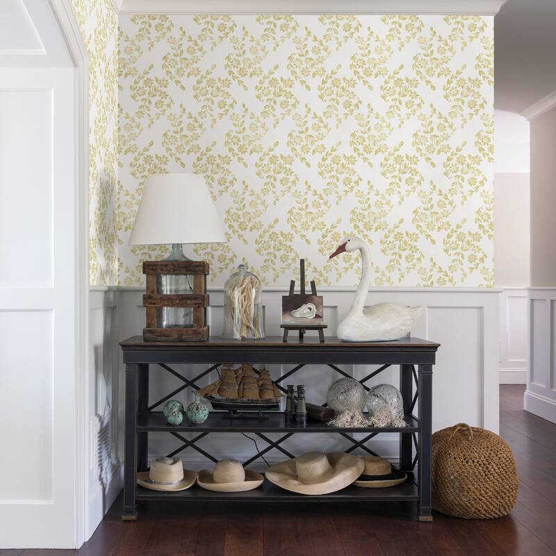 A-Street Prints Arabesque Mustard Floral Trail Wallpaper