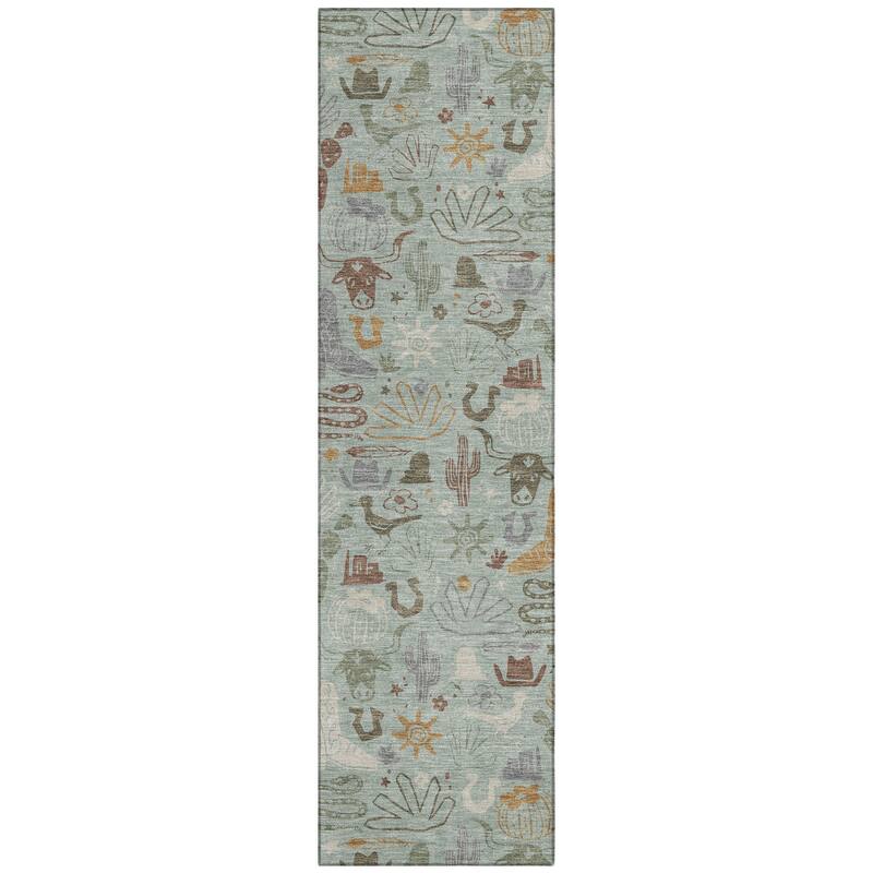 Machine Washable Indoor/ Outdoor Modern Ranch Chantille Rug