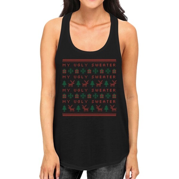 Shop Ugly Sweater Pattern Womens Funny Workout Tanks For