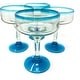 preview thumbnail 4 of 4, Dos Suenos Mexican Hand Blown Glass - Set of 4 Hand Blown Margarita Glasses (16 oz) with Aqua Blue Rims