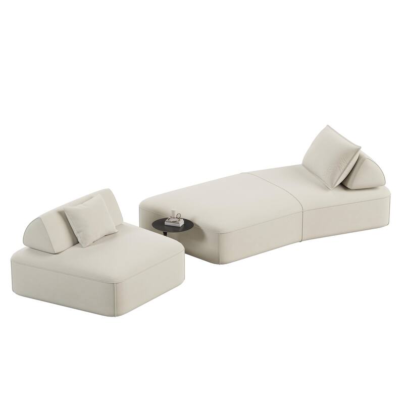 GDFStudio - Modern 139" Oversized Chenille Upholstered Modular Deep Seat Sectional Sofa with Removable Backrests & Soft Pillows