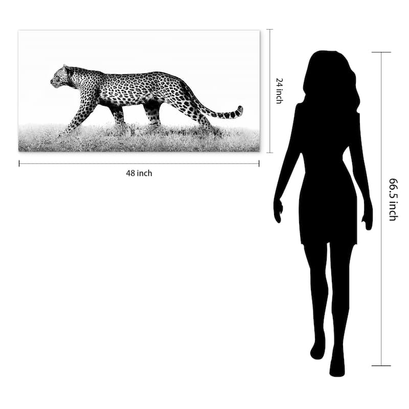 "Fearless Leopard 2" Frameless Free Floating Tempered Glass Panel Graphic Wall Art