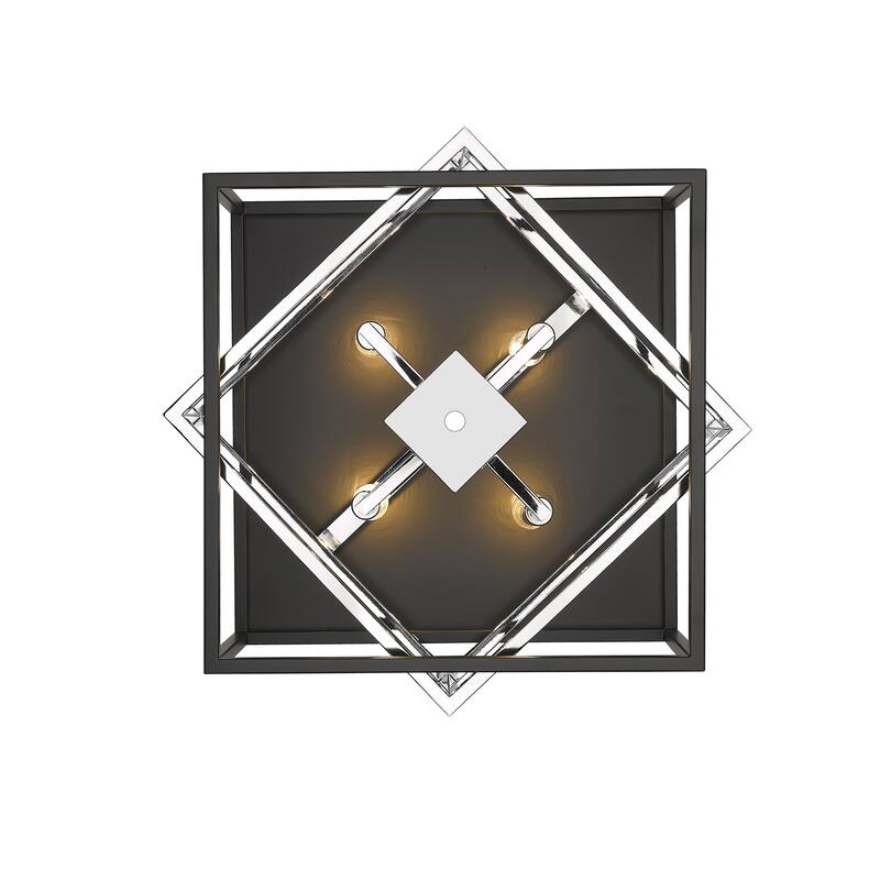 4-Light Black And Chrome Interlocked Box Flush Mount
