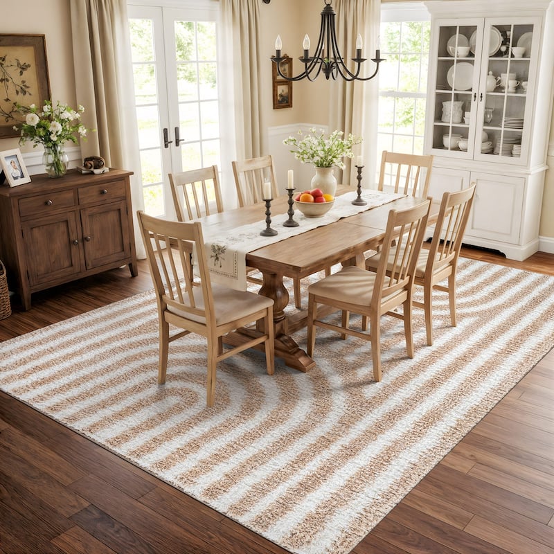 Abstract Arch Shag Rug - Medium Pile, Durable & Easy to Clean - Anthracite Dark Gray