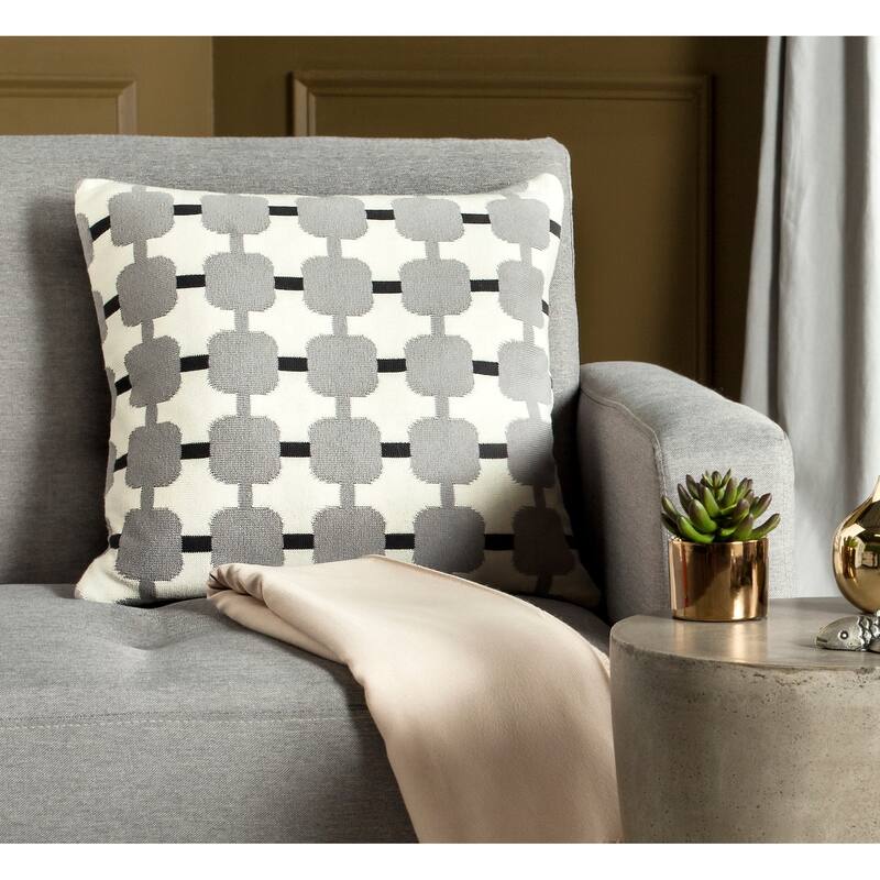 SAFAVIEH Adelma 20-inch Retro Square Light Grey / Dark Grey Decorative Pillow