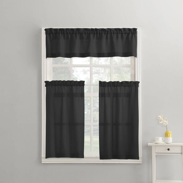 No. 918 Martine Microfiber Semi-Sheer Rod Pocket Kitchen Curtain Valance and Tiers Set