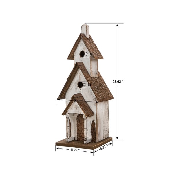 dimension image slide 0 of 2, Glitzhome 24"H Extra-Large Farmhouse Rustic Wood Birdhouse
