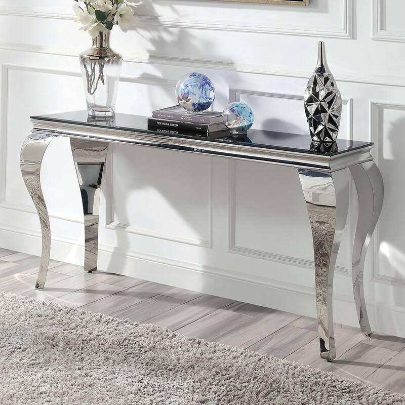 1pc Sofa Table Black Glass Top