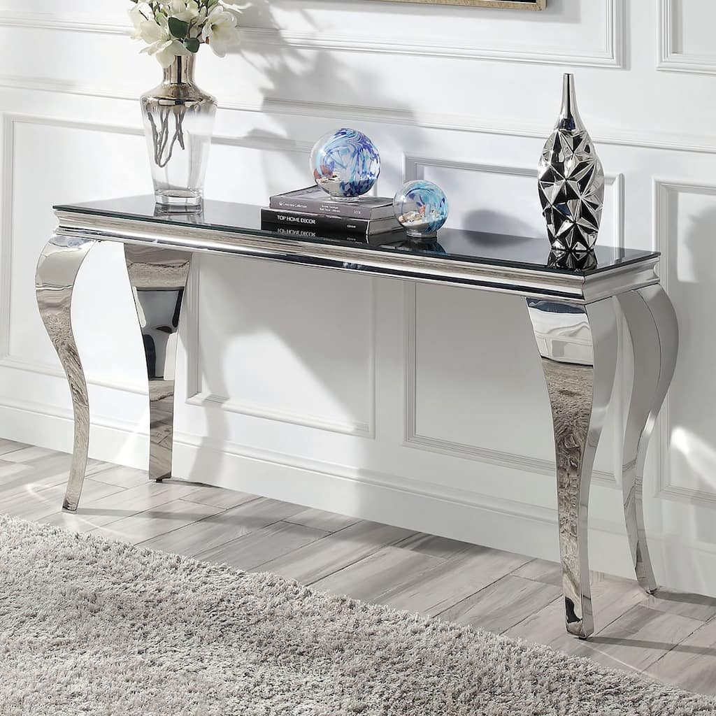 1pc Sofa Table Black Glass Top