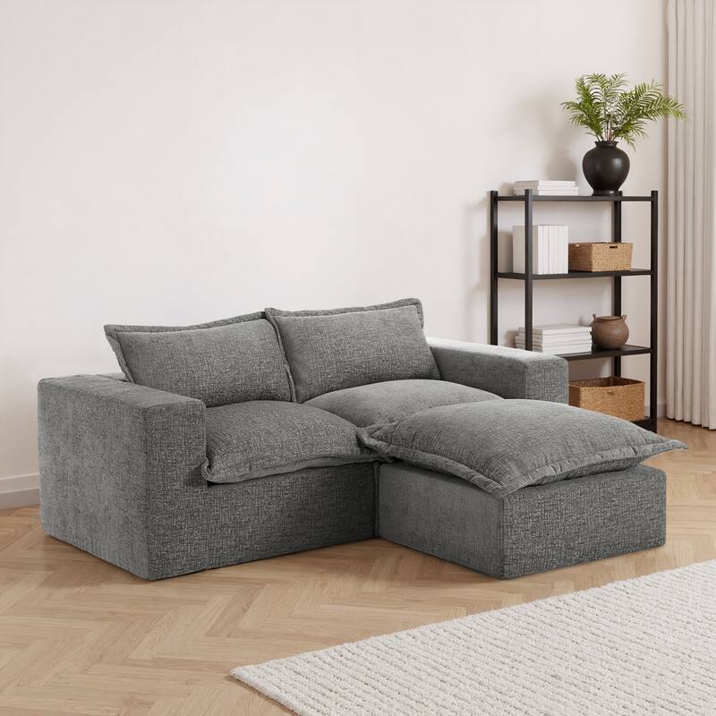 Chenille L-Shaped Modular Sectional Sofa Comfy Cloud Couch For Living Room