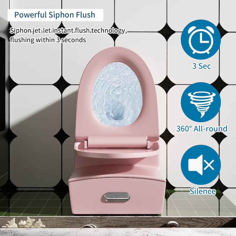 1.1/1.6 GPF Tornado Flush One-Piece Toilet,Siphonic S-trap 12",Elongated Bowl with Soft Close Seat,Chair Seat ADA Height 17"