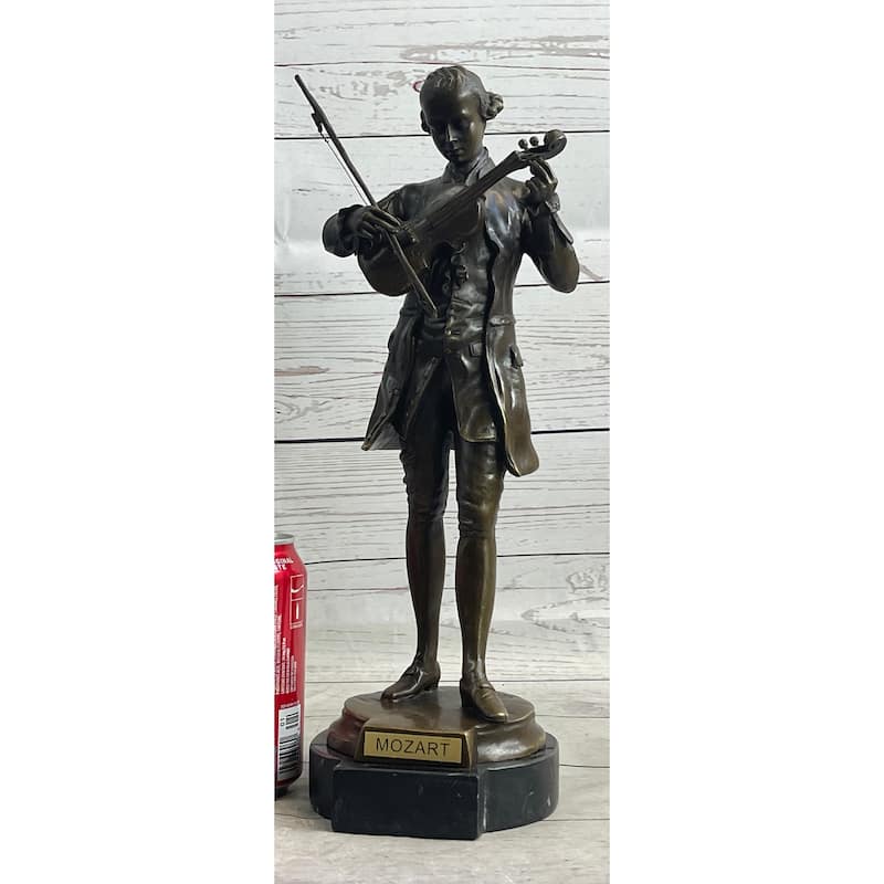 Wolfgang Amadeus Mozart Clical Musician Bronze Statue Sculpture Figure On Marble Base