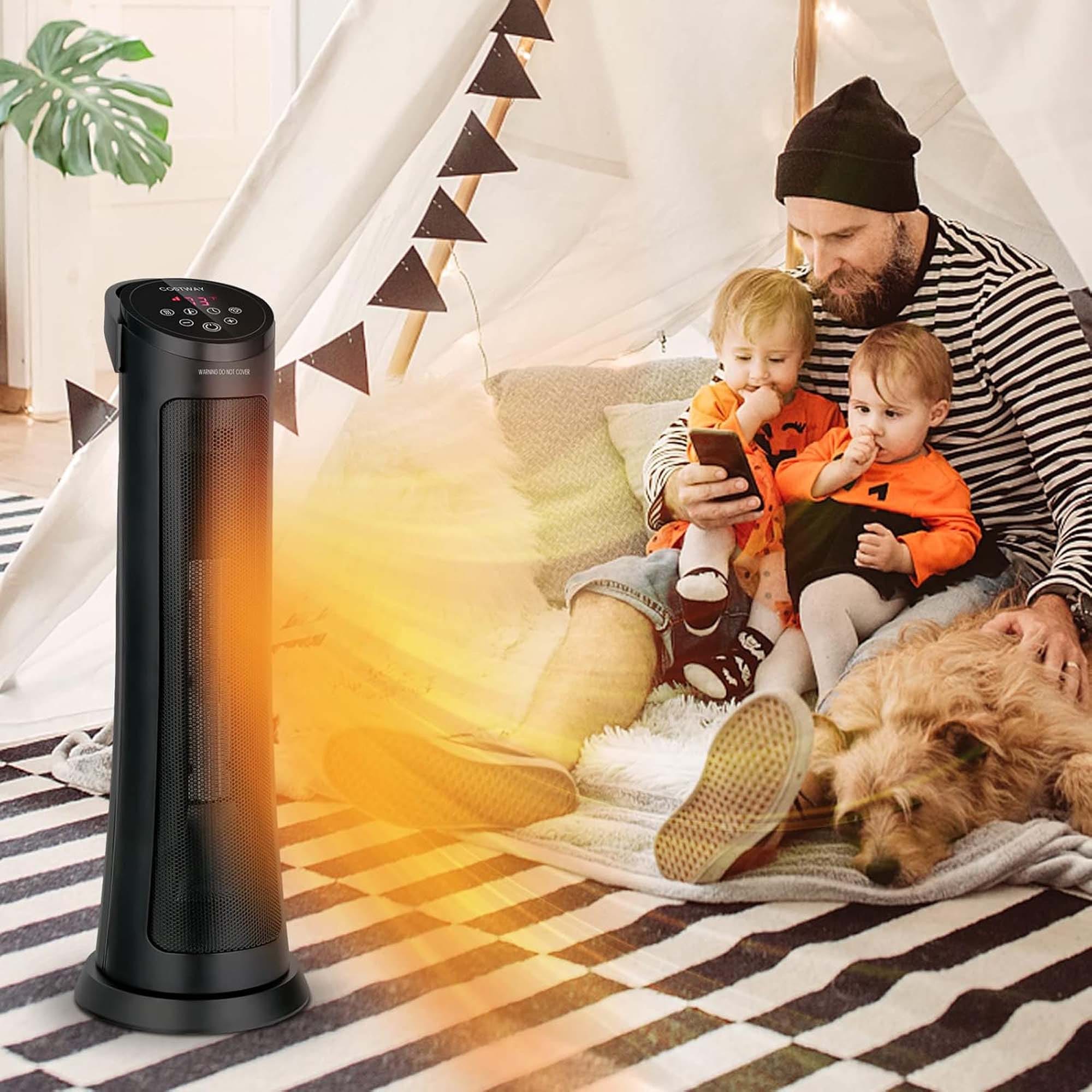 1500W Oscillating Space Heater Portable Fast Heating Tower Heater