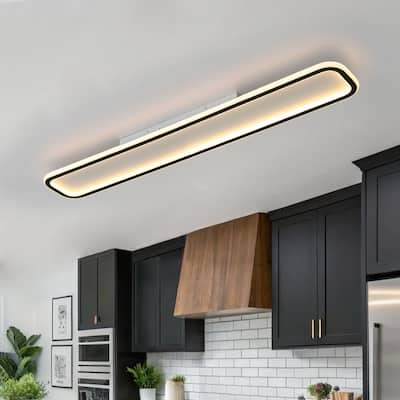 Minimalism Rectangular Dimmable LED Semi Flush Mount Ceiling Light