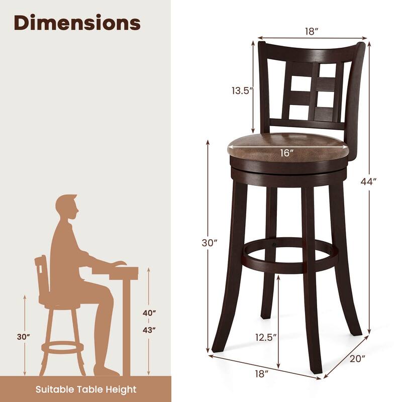 Costway Set of 2/4 Bar Stools 30" Swivel Bar Chairs with Footrest, - See Details