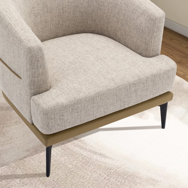 Modern Upholstered Accent Chair Two-Tone Barrel Armchair