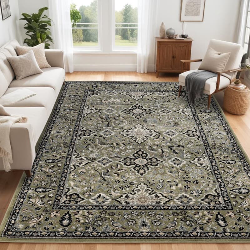 Superior Radcliffe Classic Floral Medallion Area Rug - 7' x 9' - Green