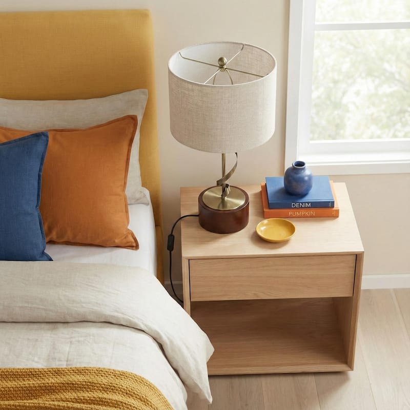 Caserta Twisted Brass Accent Table Lamp with Fabric Shade