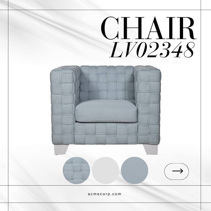 39" Chenille Weaved Upholstered Accent Chair with Tight Back and Seat Cushion for Living Room