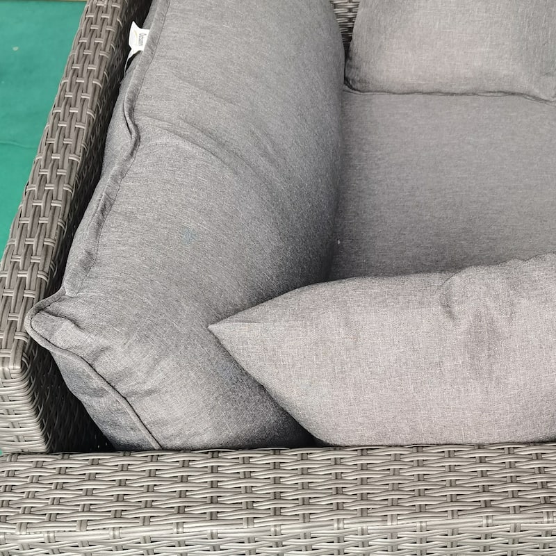 Outsunny Outdoor Wicker Loveseat, Patio Furniture Couch with Cushions, 2 Seats PE Rattan Sofa, 2 Throw Pillows