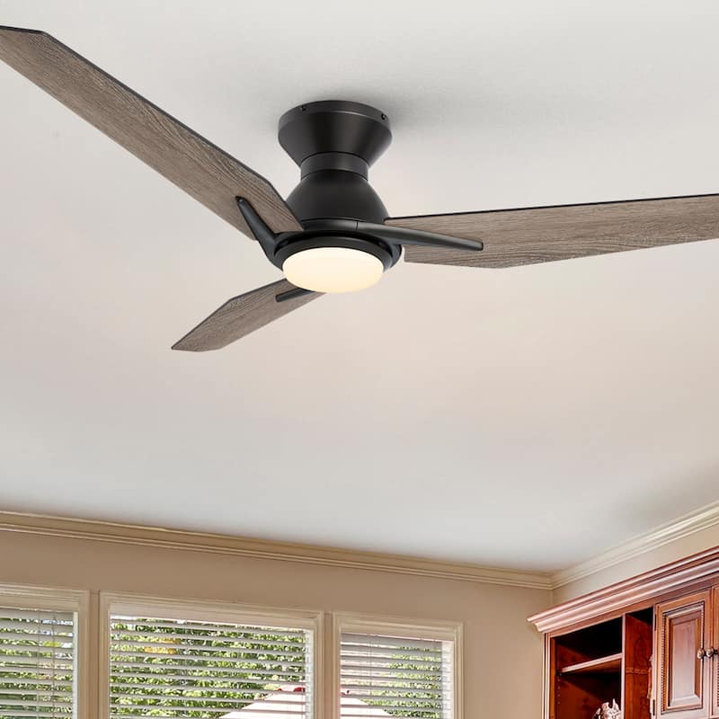 CARRO Jaiden 52" 3- Blade Smart Ceiling Fan with LED Light and Remote Control - Black/Wooden pattern - Remote