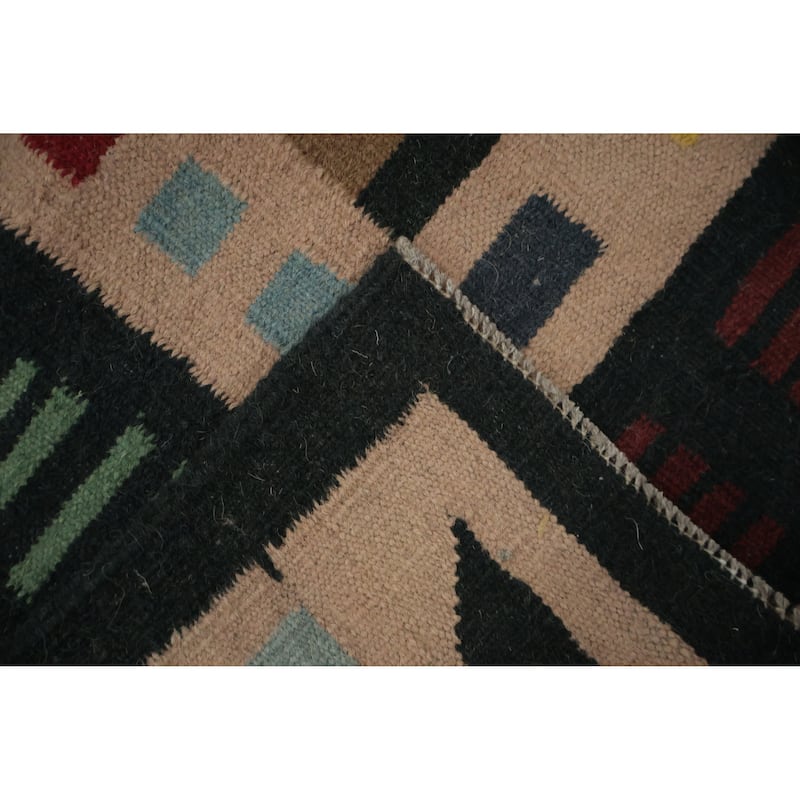 Hand Woven Oriental 100% Wool Carpet Southwestern Tribal Brown Kilim Area Rug - 11' 4'' X 8' 5''