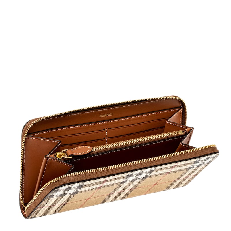 Burberry Check and Leather Zip Wallet