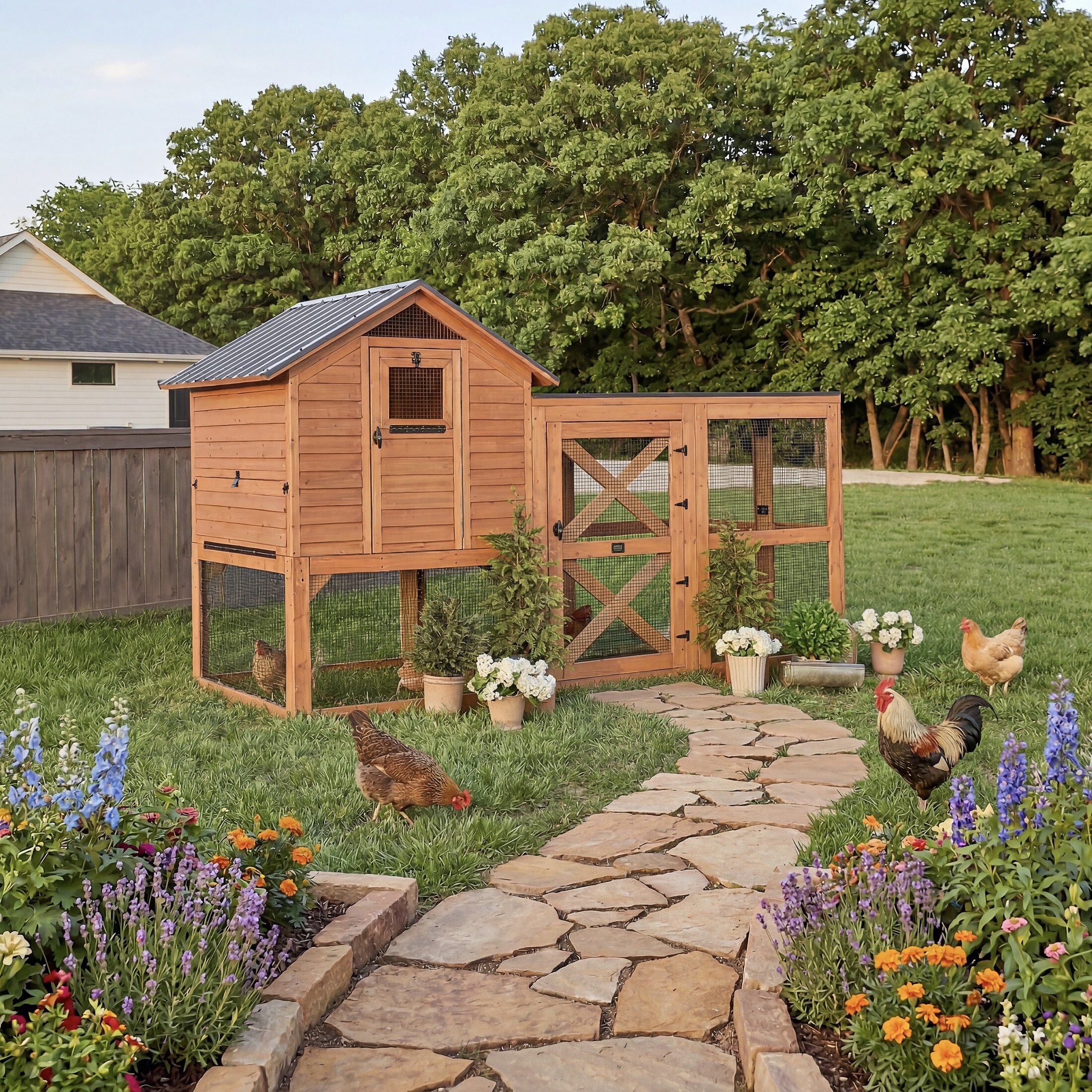 Backyard Discovery Rustic Roots Cedar Wooden Chicken Coop, 6 Chickens