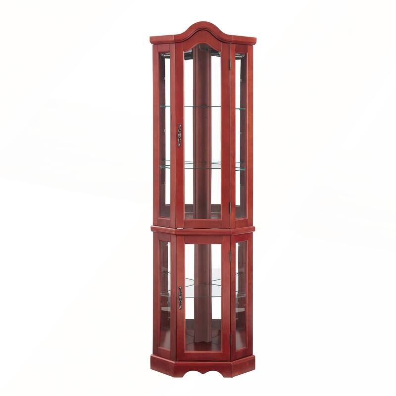 Lighted Corner Curio Cabinet with Tempered Glass Doors