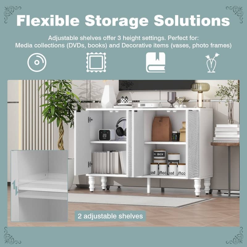Modern TV Stand Entertainment Center with Solid Wood Legs,for TVs Up to 43"