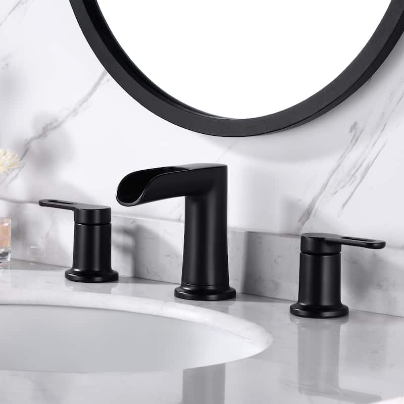 Luxier WSP16-T Waterfall Widespread Bathroom Faucet with Pop-Up Drain