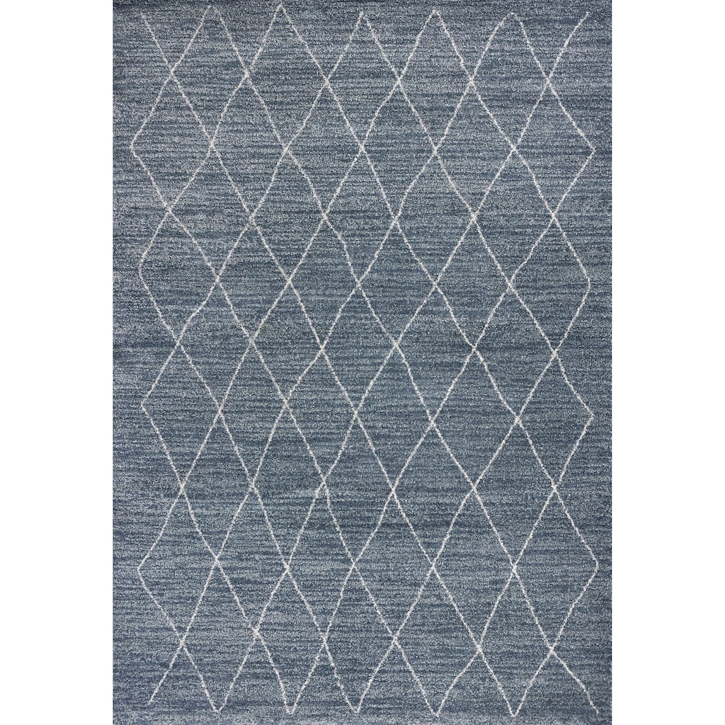 Domani Scene Blue Geometric Bohemian Vibe Area Rug