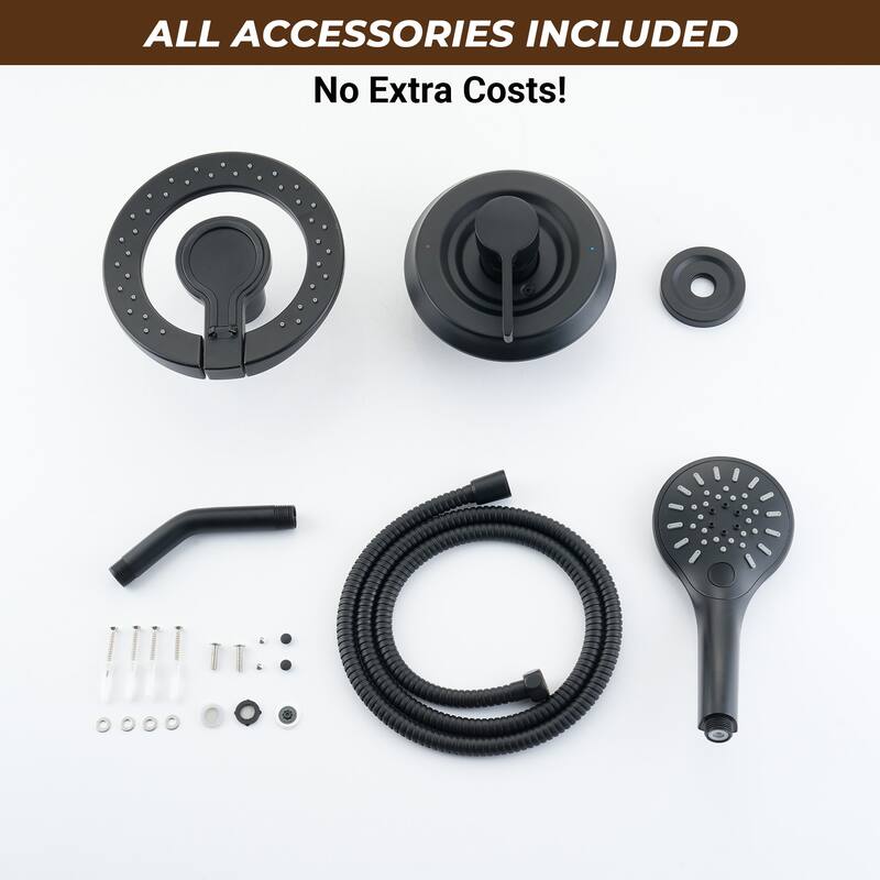 Magnetic 2-in-1 Shower System - 4-Spray 7.5 in. Wall Mount Dual Fixed and Handheld Shower Head in Matte Black