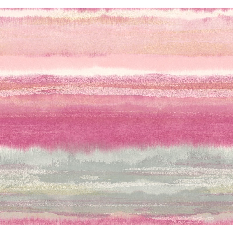 Seabrook Designs Crestview Watercolor Unpasted Wallpaper - 27 in. W x 27 ft. L - Posy Pink & Magenta