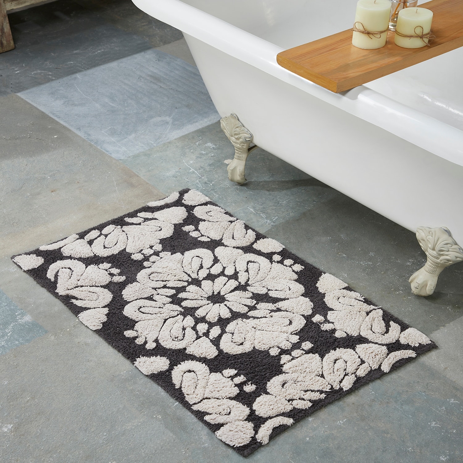 2Pc Memory Foam Bath Rugs Geo Gray - Citi Trends